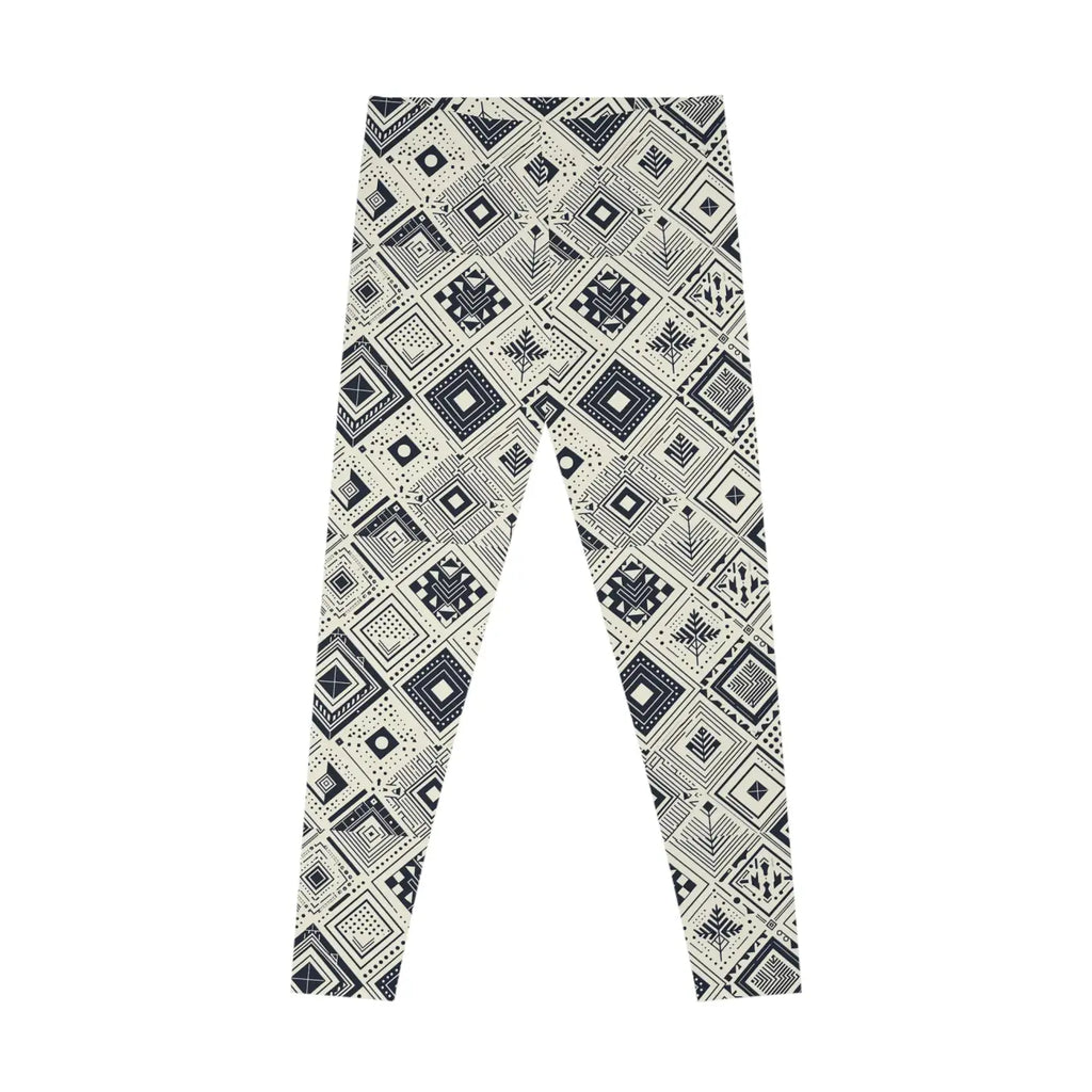 Monochrome Geometric Stretchy Leggings - Active Wear - DipaliZ